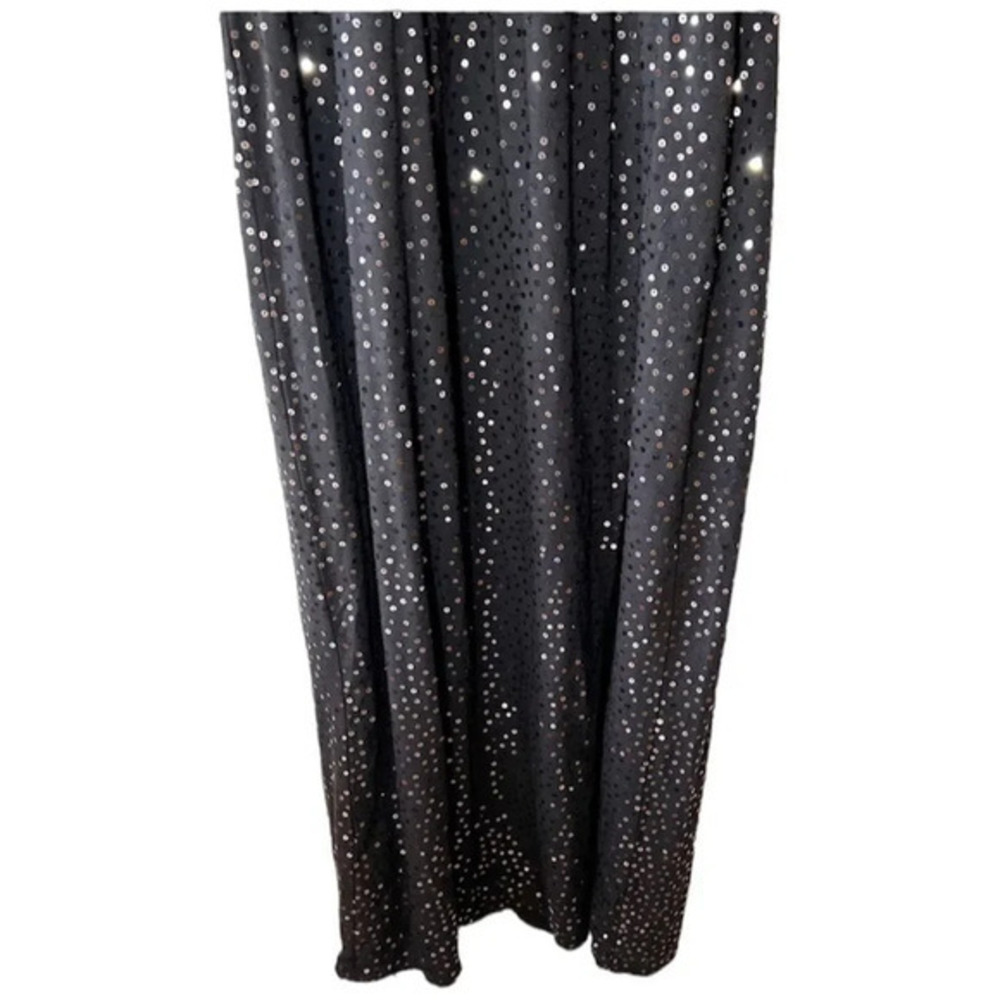 Garnet Hill Black Sequin Maxi Dress Women's Size Small Cotton Blend Sparkles S - Picture 6 of 7